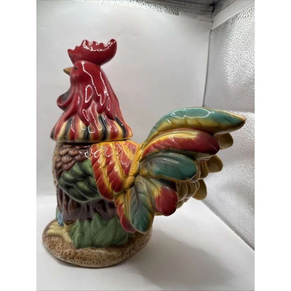 Vintage Hand Painted‎ Rooster Cookie Jar Cottage Core 11.5